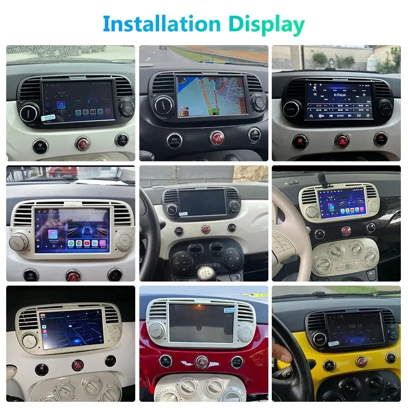 Sistema Multimedia Junsun Android para Fiat 500 500C Abarth 2007 a 2015 Pantalla Táctil CarPlay Inalámbrico Android Auto Navegación GPS Integrada Bluetooth Llamadas Manos Libres USB Wifi Radio Digital Accesorio Coche 2