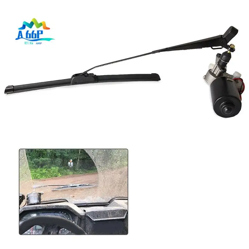

A66P-Universal UTV Electric Windshield Wiper Motor Kit Assembly With Spray Bottle For Kawasaki Polaris Ranger RZR 900 Honda