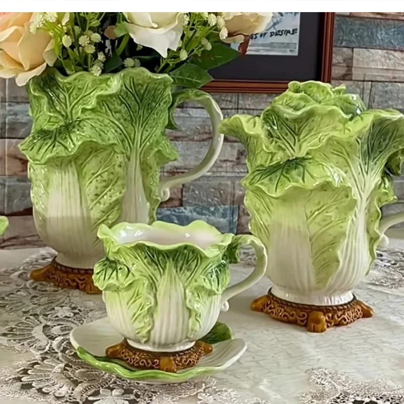 European ceramic cabbage teapot Tea Cup set fruit plate Dining table TV cabinet vase decoration pieces home