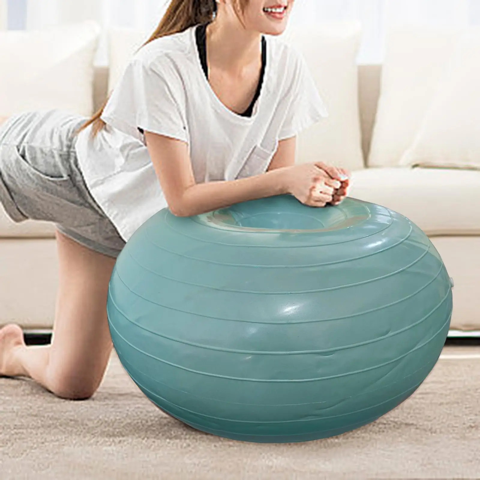 Inflatable Exercise Ball Donut Ball Thick PVC Thickening Yoga Ball Stability Ball for Rhythmic Workouts Gym Gymnastic Office