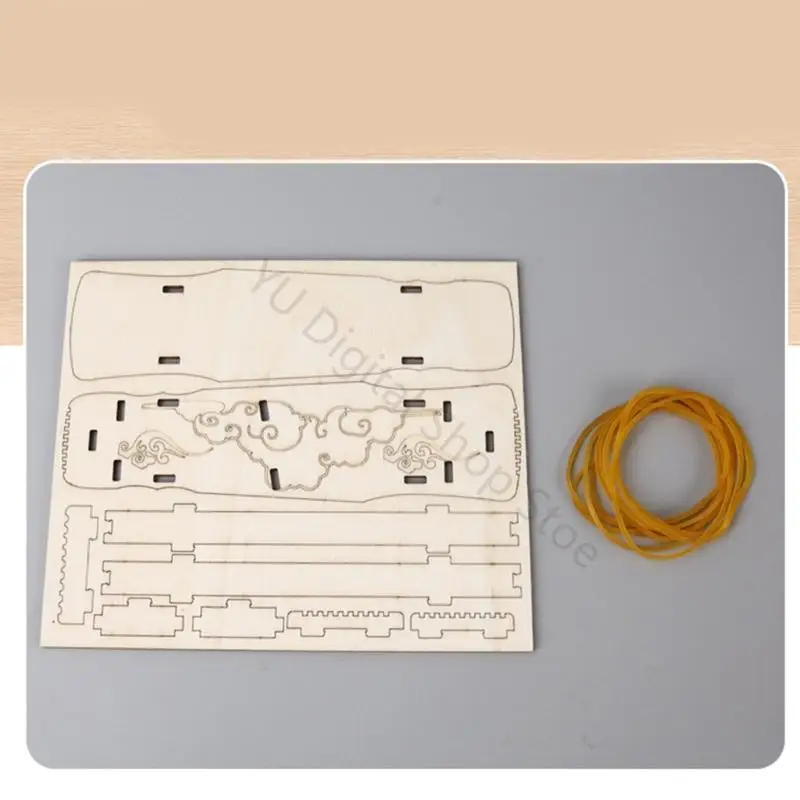 96BA Chinese Zither Guzheng Model Set with Wooden Assembly Boards, DIY Guzheng Craft for Hands-On Structure Recognition