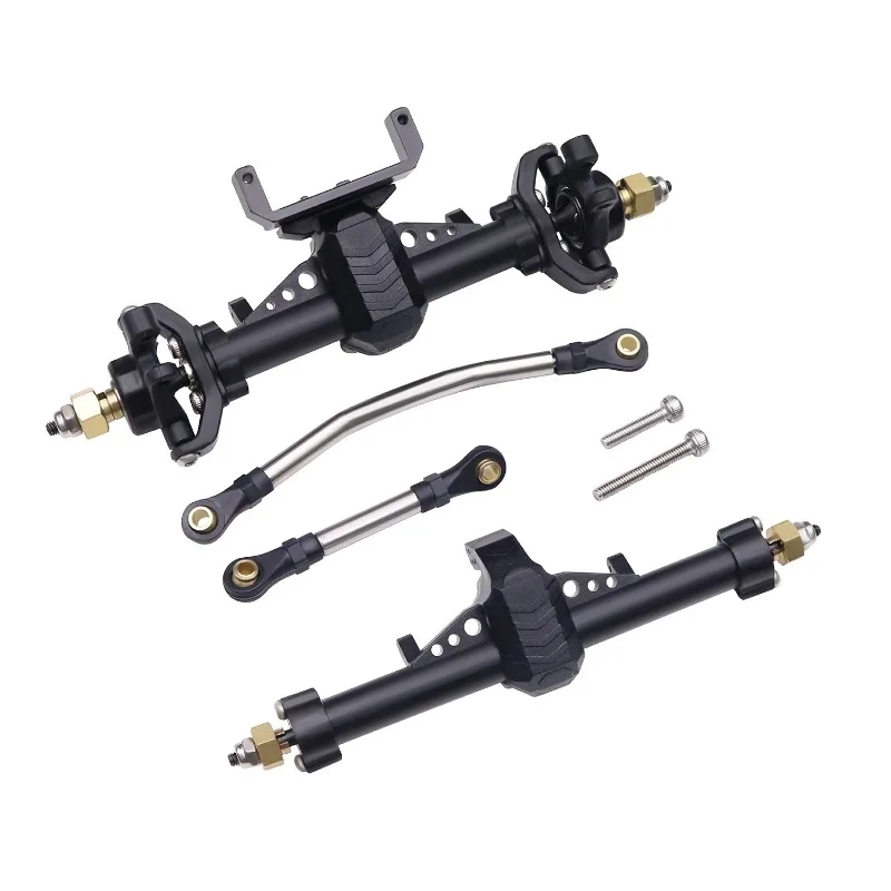 Plastic front and rear straight bridge with metal steering  seat, metal tie rod, suitable for 1/24 Scx24 RC upgrade accessories