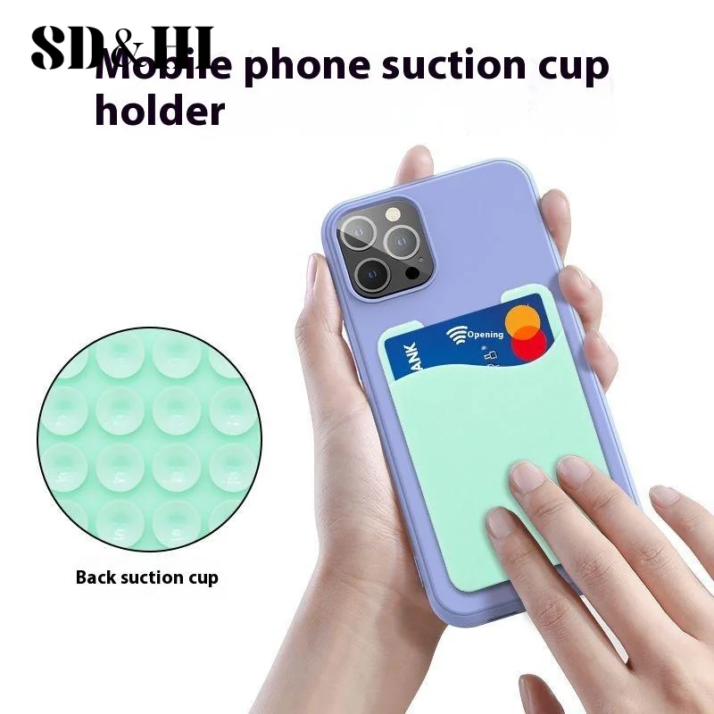 

Premium Silicone Suction Phone Holder with Anti-Degaussing Credit Card Slot, Easily Cleanable, Adhesive Support