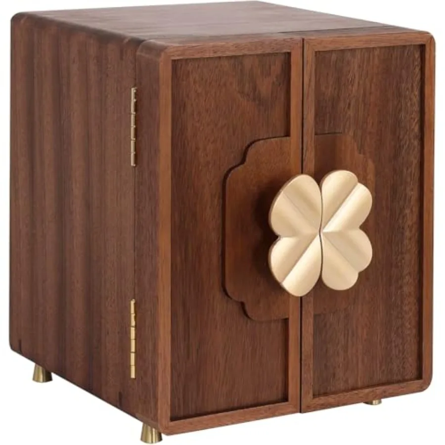 

Деревянная шкатулка для драгоценностей 5-слойная твердая древесина, черный орех, большой органайзер для ювелирных изделий с латунной ручкой для ожерелья, колец, сережек, часов