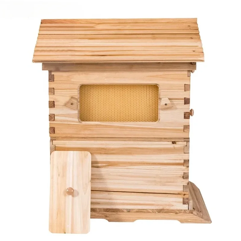 Wax-Coated Cedar Wood Automatic Self-Flowing Honey Bee Hive & 7 Auto Frames Apiculture Beekeeping Equipment Tool Beehive