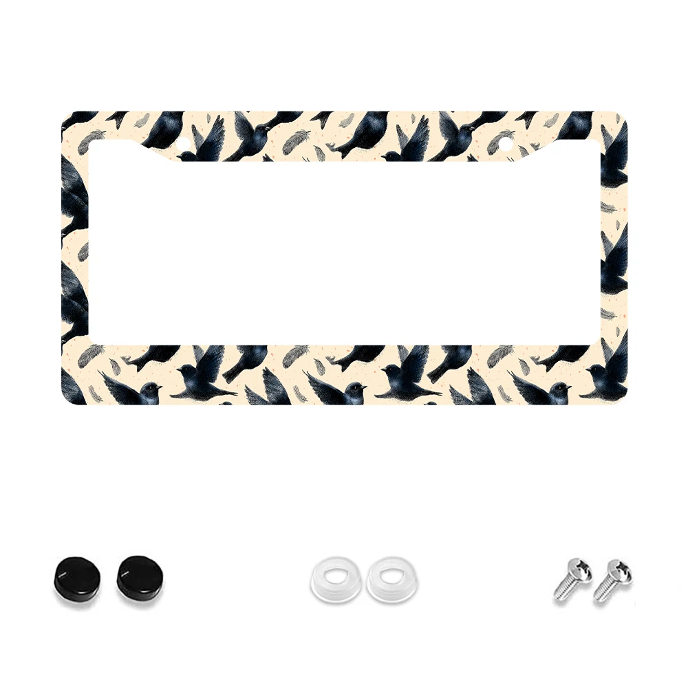 

1 шт., рамка номерного знака с 2 отверстиями в стиле ретро, черная птица, алюминиевый материал, 6x12 дюймов с набором винтов, винтажная новинка, автомобильный декор