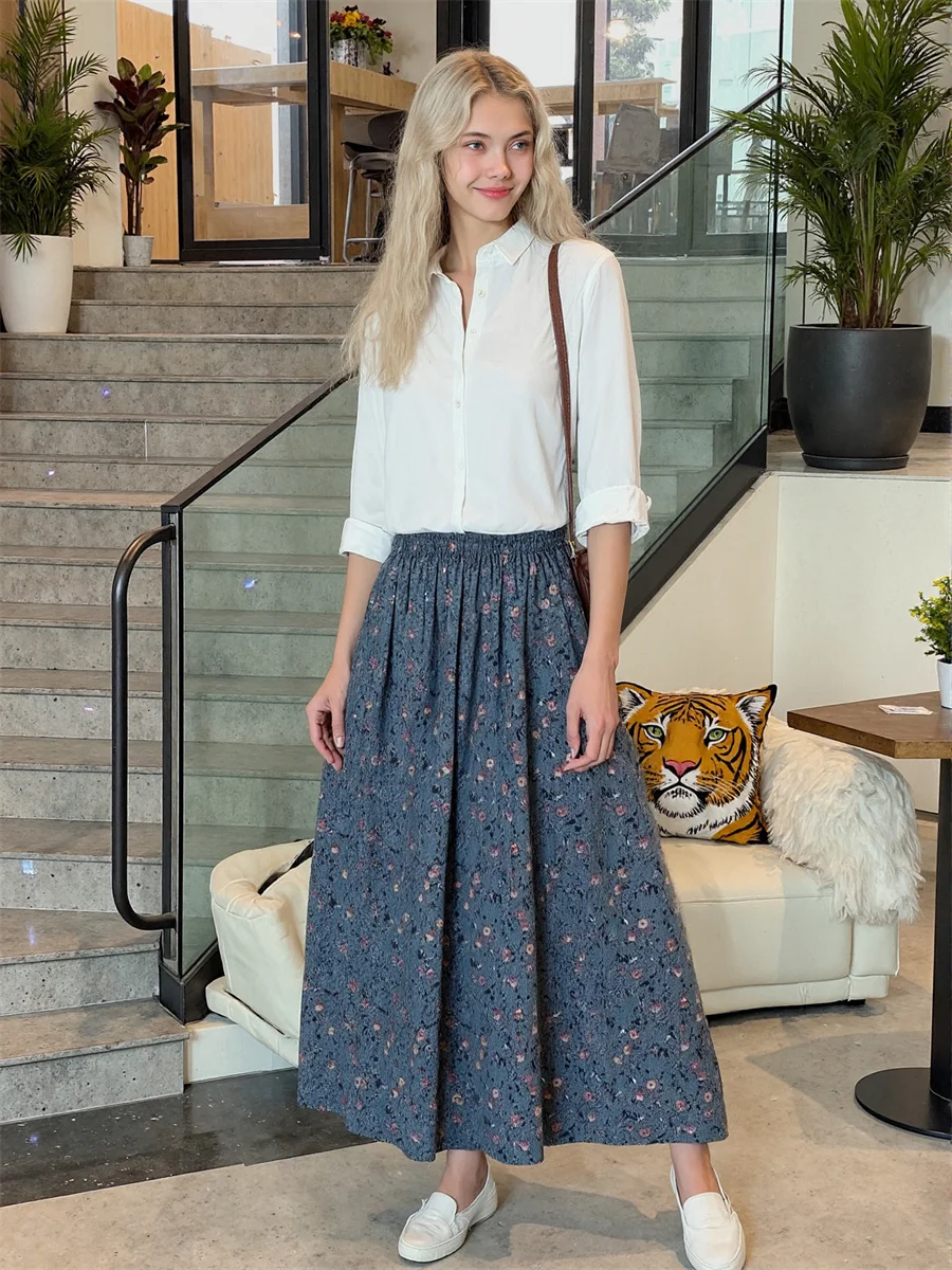 Midi floral impresso saias das mulheres retalhos plissado em camadas malha plissado bolo apliques artístico moderno chique elegante doce