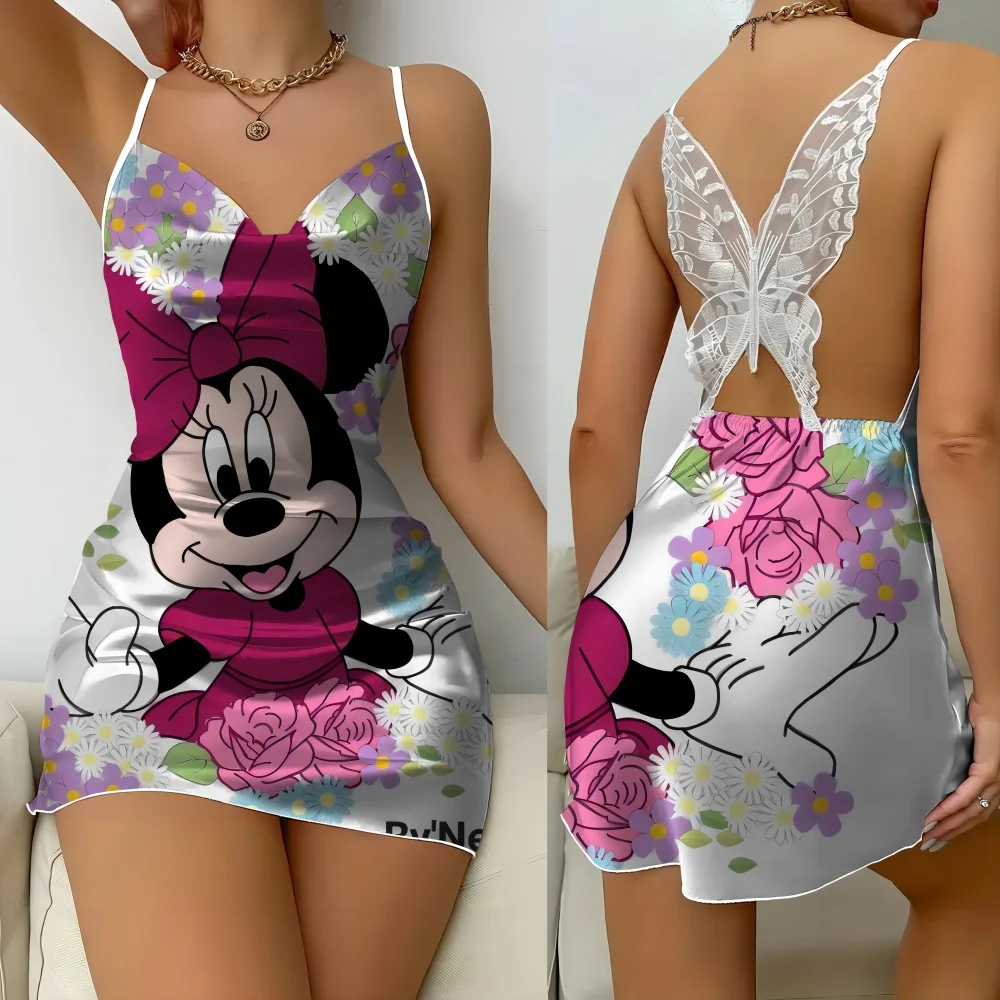 2024 New in Lady Pajama Ruffled Edge Design Female Home Dress Sexy Sleevesless Nightwear for Lady Cartoon Pattern Nightwear