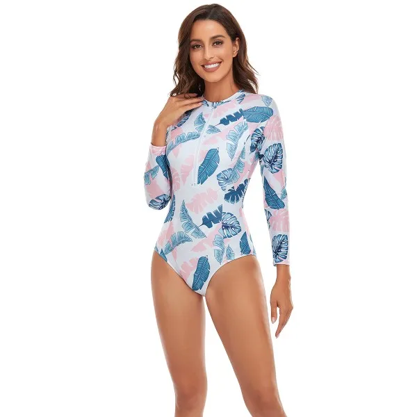

2023 New Wetsuit Zipper Long Sve Bikini Conservative Cross-Border Swimming Suit Women's Sportswear Yoga Fitn