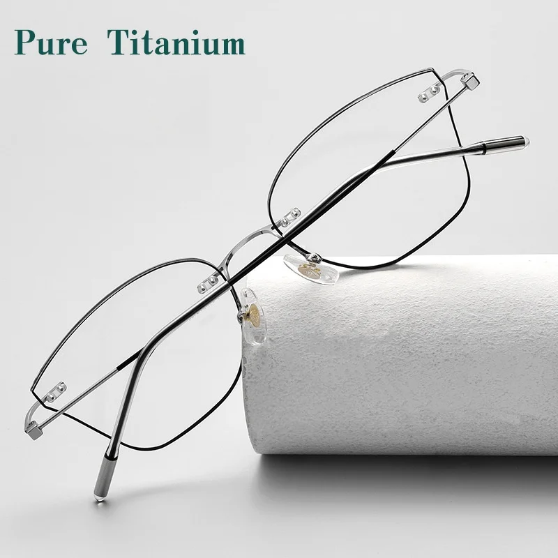 

F·DRACON Pure Titanium Frameless Eyeglass Frame Retro Cut Edge Women's Eyeglass Frame Optical Prescription Women's Glasses 5146