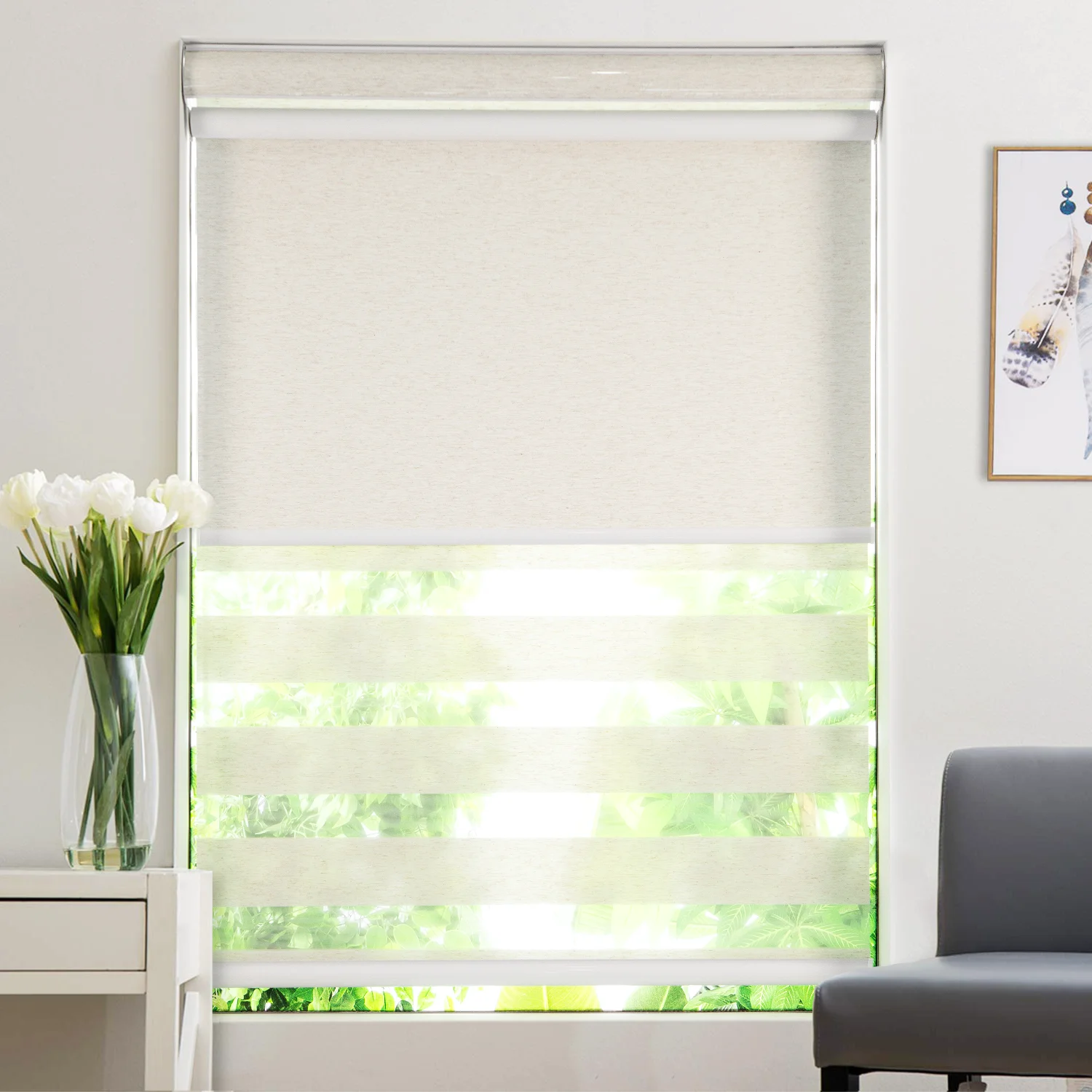 China Factory Customized Size Color Cordless Day and Night Double Layer Zebra Roller Blinds For Hotel Home Windows