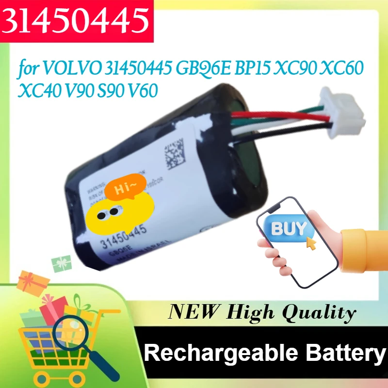 

New 31450445 7.2V 450mAh for VOLVO GBQ6E BP15 XC90 XC60 XC40 V90 S90 V60 Replacement VCM Gateway Battery