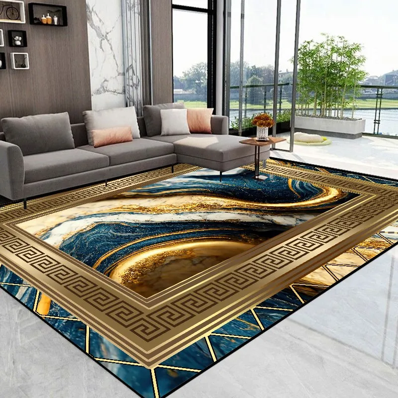 European Luxury Carpets for Living Room Golden Carpet Sofa table Large Area soft Rug Bedroom Decoration home Floor Mat Washable