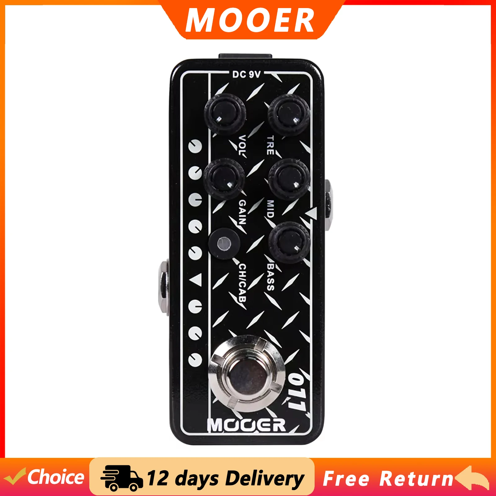 MOOER 011 CALI-DUAL Guitar Digital Preamp Effect Pedal 3-Band EQ Preamp Pedal True Bypass Electric Guitar Parts & Accessories