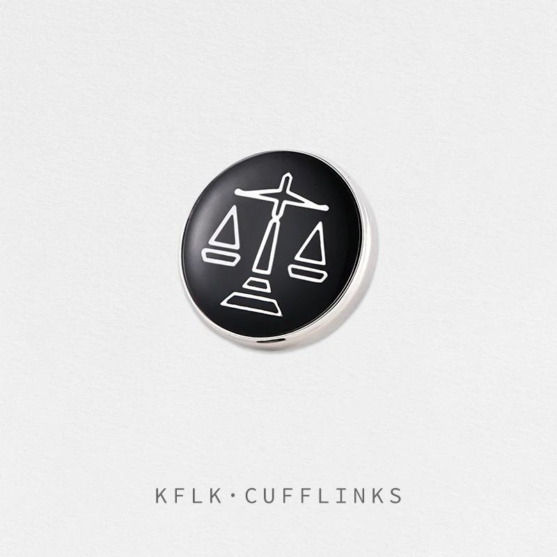 KFLK Fashion Law Brooch Pins Exquisite Round Black Brand Brooches For Women Mens Costumes Badge Brooch Jewelry Wholesale