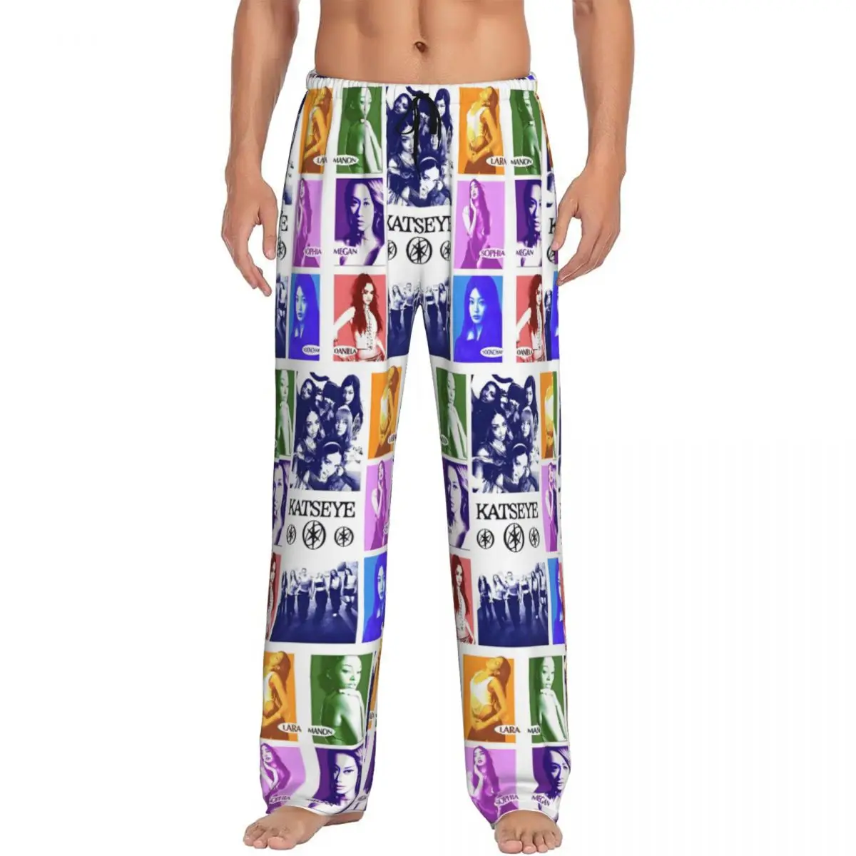 

Пижамные штаны K-Katseyes на заказ, мужские пижамные штаны Kpop Music Lounge, одежда для сна на шнурке, низ с карманами