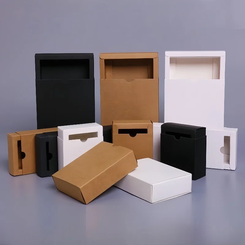 Caixa de papel kraft com gaveta deslizante, mini caixas de papelão para artesanato, para negócios, doces, casamento, lembrancinhas, embalagem de presente, 10/20 peças