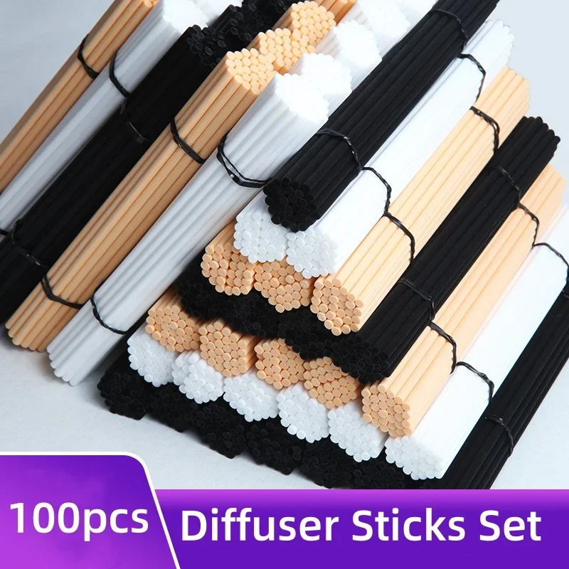 

100Pcs Reed Diffuser Sticks Set 3mm 8inch Fiber Reed Diffuser Sticks Fragrance for Bedroom Office Bathroom Home
