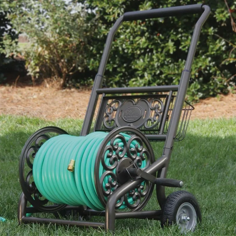 Products Garden 301 Never Flat 2-Wheel Decorative Garden Hose Reel Cart, Holds-200-Feet of 5/8-Inch Hose - Bronze