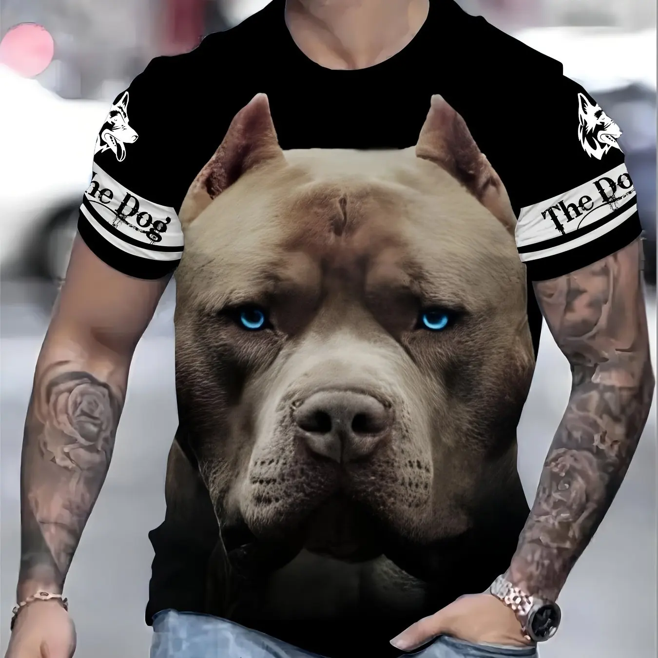 Men\'s Dog Graphic Print T-shirt Short Sleeve Crew Neck Tee Men\'s Clothing For Outdoor Casual Mes Tshirt Oversized Hot Sale