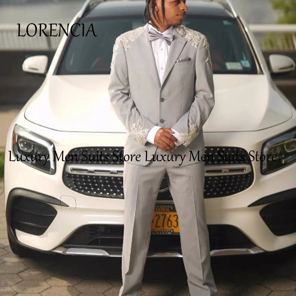 Setelan Longgar Sederhana untuk Pria 2 Potong Tuksedo Pengantin Pria Applique Celana Blazer Kustom Pakaian Pria Trajes Para Hombre