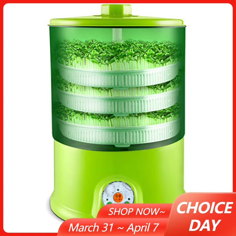 Máquina de brotes de soja eléctrica automática multifunción, 220V, 3 niveles, inteligente, para el hogar, máquina de cultivo de semillas