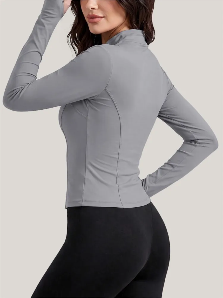 One Piece Sports Long Sleeve Solid Top Women Gym Yoga Top Workout Clothes Sports T Shirt Fitness Activewear Running Tight Tops