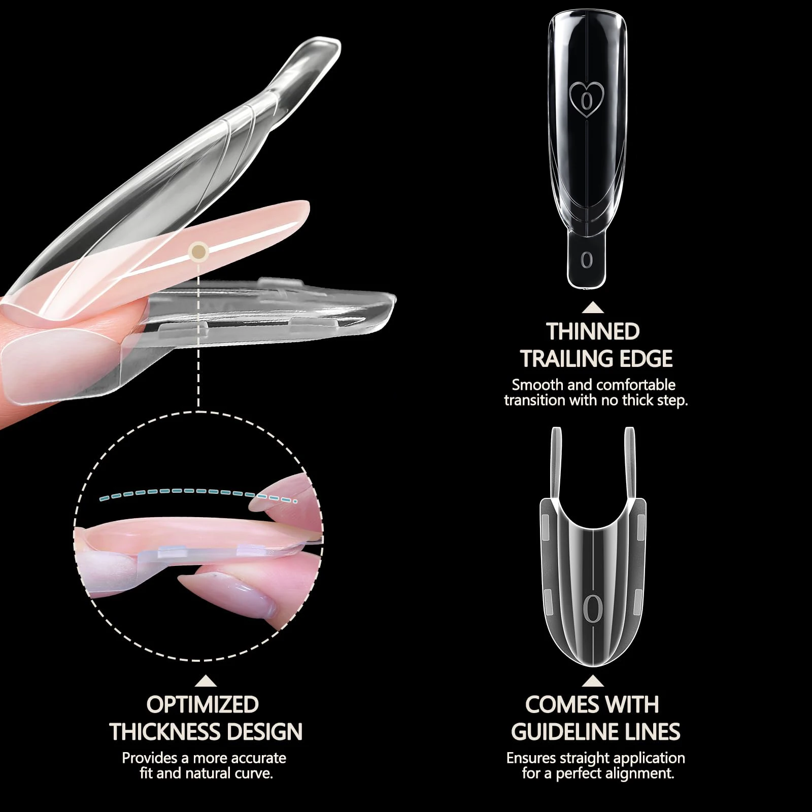 120 Stück Transparente Duale Nagelformen mit Ober- und Unterdesign für Polygel ABS Nagelverlängerungswerkzeug Sandwich-Nagelformen für den Heimgebrauch – Detail 3