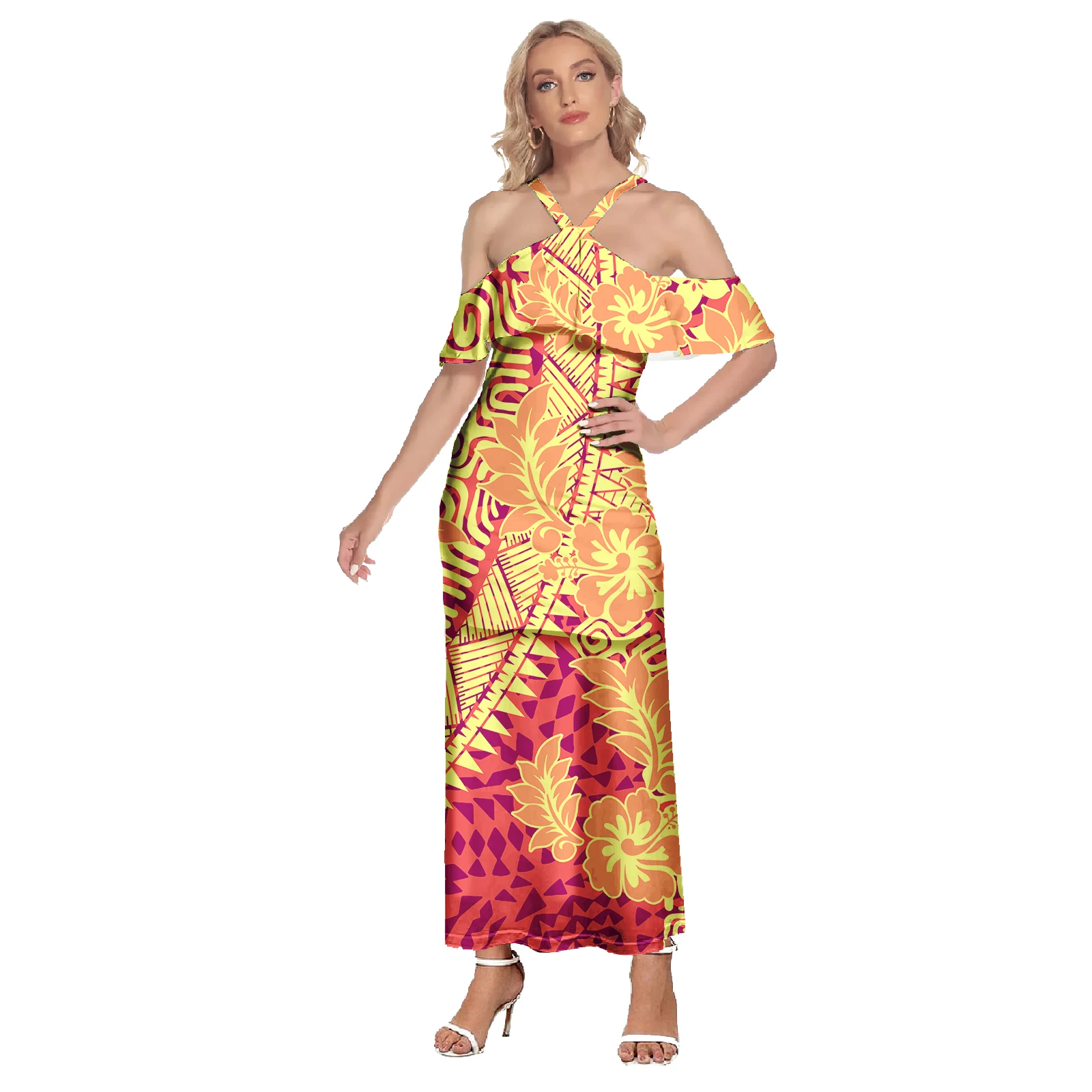 Summer Women's Clothing Drop Ship Low Moq Print Fashion Casual Two Piece Set Sexy Club Samoa Puletasi POD Factory