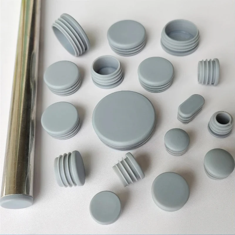 Gray PP Plastic Round/Square Tube Plug Blanking End Caps  Inner Plug Table and Chair Foot Pad Anti-slip