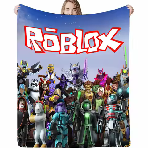 Game ROBLOX Soft Warm Sleeping Blanket Office Cover Blankets Double-sided Flannel Printed Blanket Air Conditioning Blankets