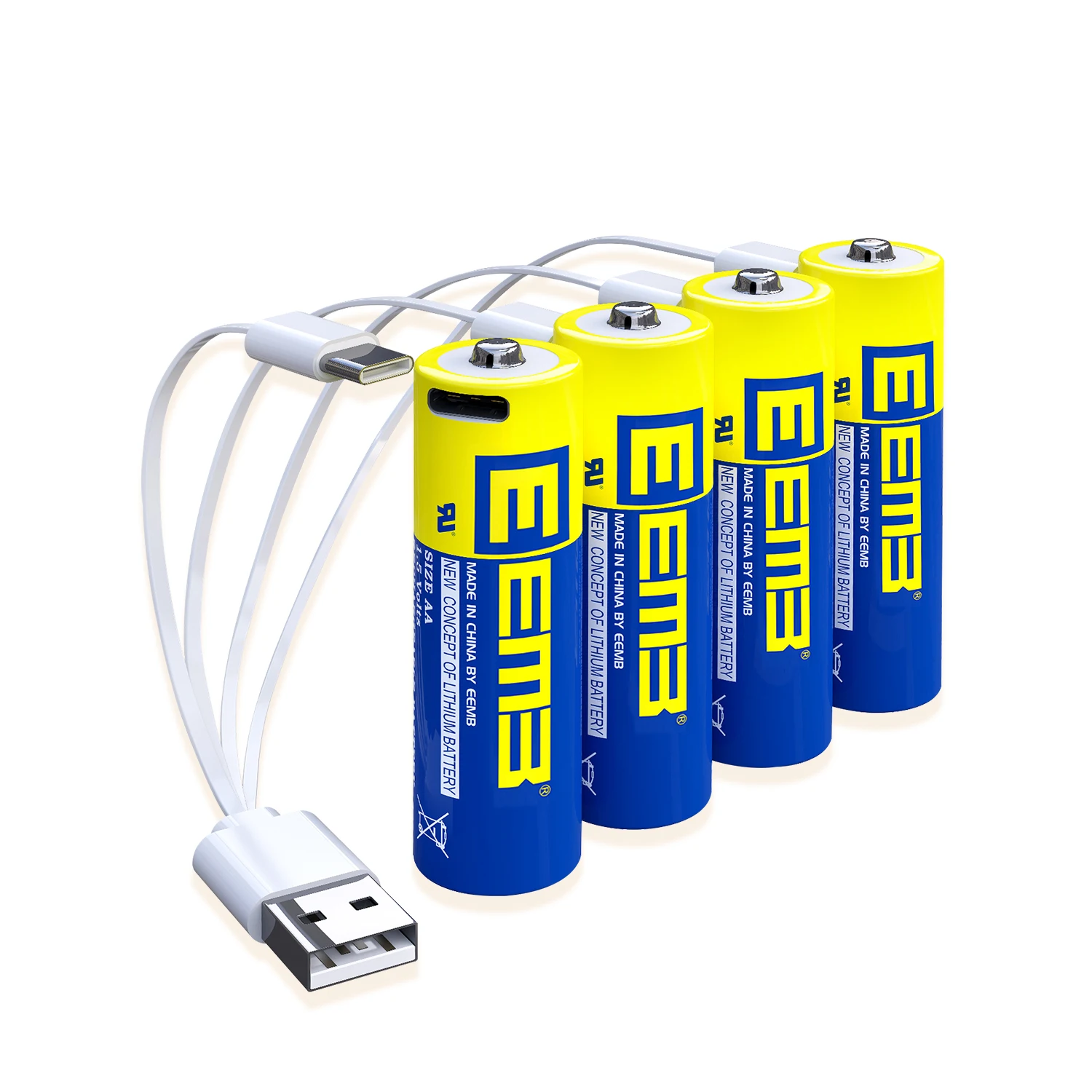 EEMB 1.5V AA แบตเตอรี่ลิเธียม 1733 mAh/2600mWh แบตเตอรี่ AA แบบชาร์จไฟได้ USB Type C สายชาร์จเปลี่ยนแบตเตอรี่