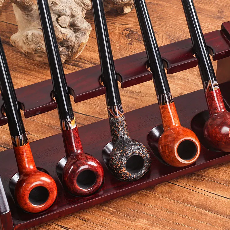 Pipe Stand Unique Holds 5 Pipes Solid Wood Tobacco Smoking Pipe Stand Rack Holder Gift New