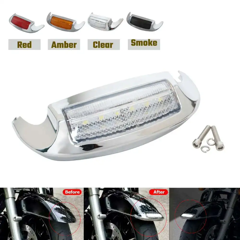 Motorcycle Front Fender Tip Light Lamp Edge Led For Harley Touring Electra Glide Ultra Classic Tri Glide CVO FLHTCUL FLHTK 2014+