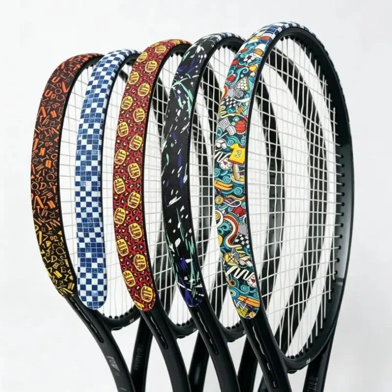Tennis Racket Frame Protective Sticker Colorful PU Waterproof Tape Universal Size Fit Most Racquets for Tennis Enthusiasts