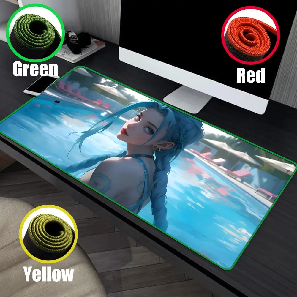 Cool League-of-Legends JINX Mouse Pad 90x40cm Colorful Lock Edge Pure Natural Rubber Desktop Anti slip Large Mouse Pad