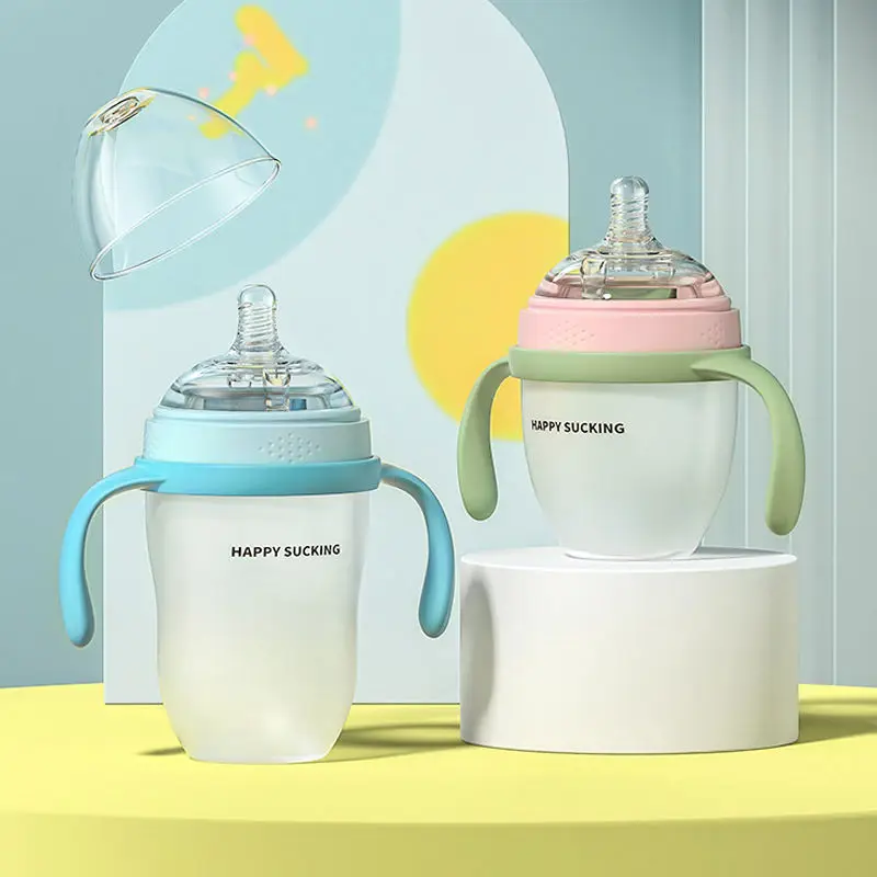 

240ML Baby Silicone Anti Drop Nursing Bottle Baby Feeding Bottle No BAP Newborn Safety Materials Bottle For 0-2 Years Old Kids