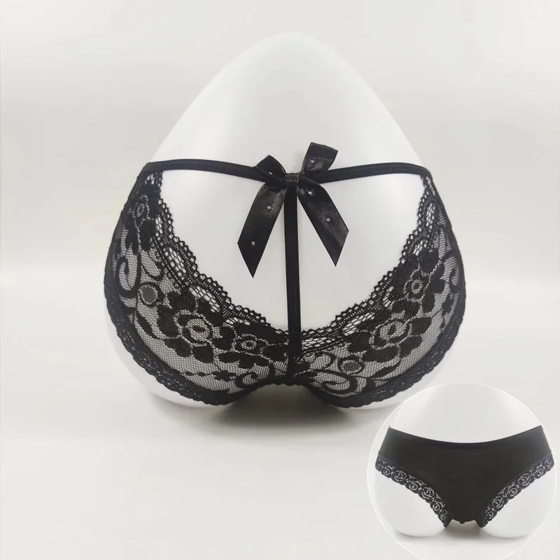 

Floral Lace Panties for Lady Female Bowknot Thong Women's Crotch Opening Underwear Sexy Lingerie for Women Temptation G-String