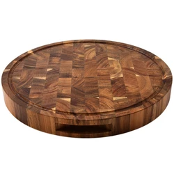 Tablas de cortar de grano de extremo de madera de Acacia, bloque de carnicero de madera, tabla gruesa de madera, tablas de cortar de madera redondas