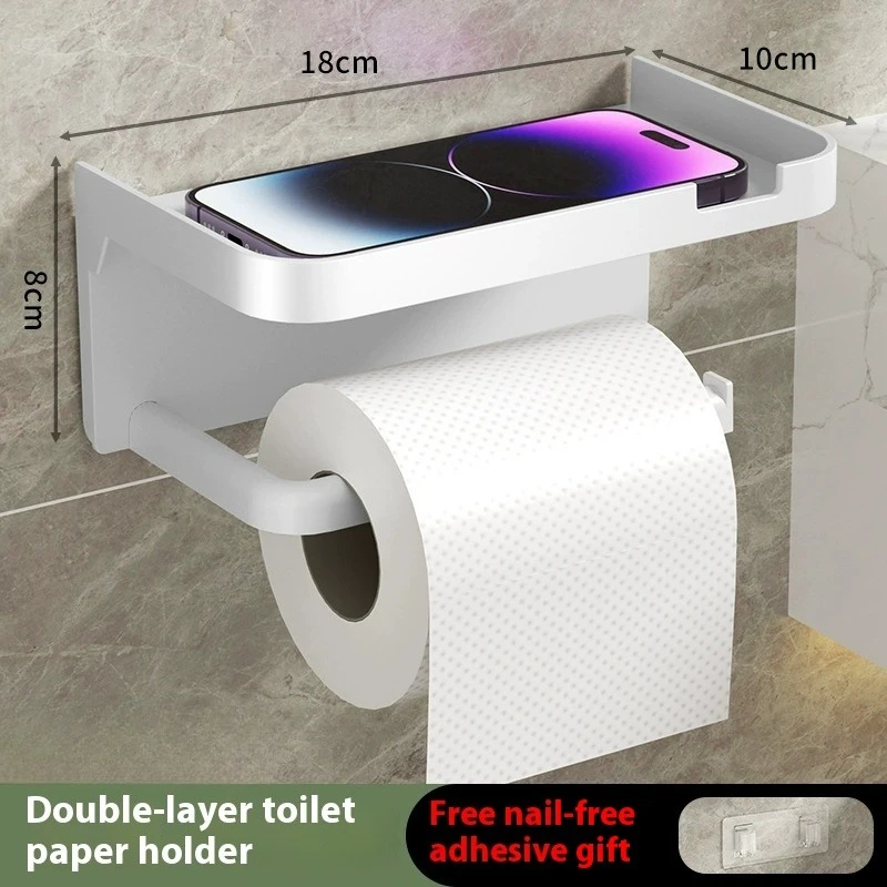 Toilet Paper Holder Plastic Storage Rack Kitchen Towel Placement of Seasoning Bottles Bathroom Wall Roll of Paper Phone Storage