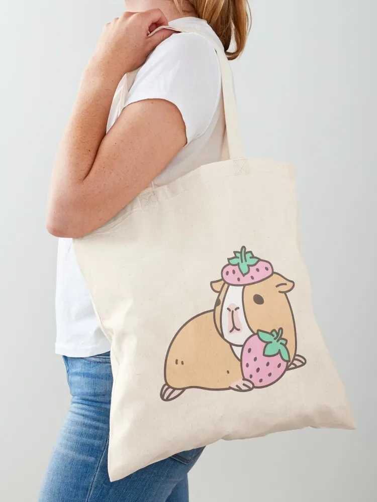 Pink Guinea Pig and Strawberry Pattern Tote Bag Gift bags personalized tote tote bag custom