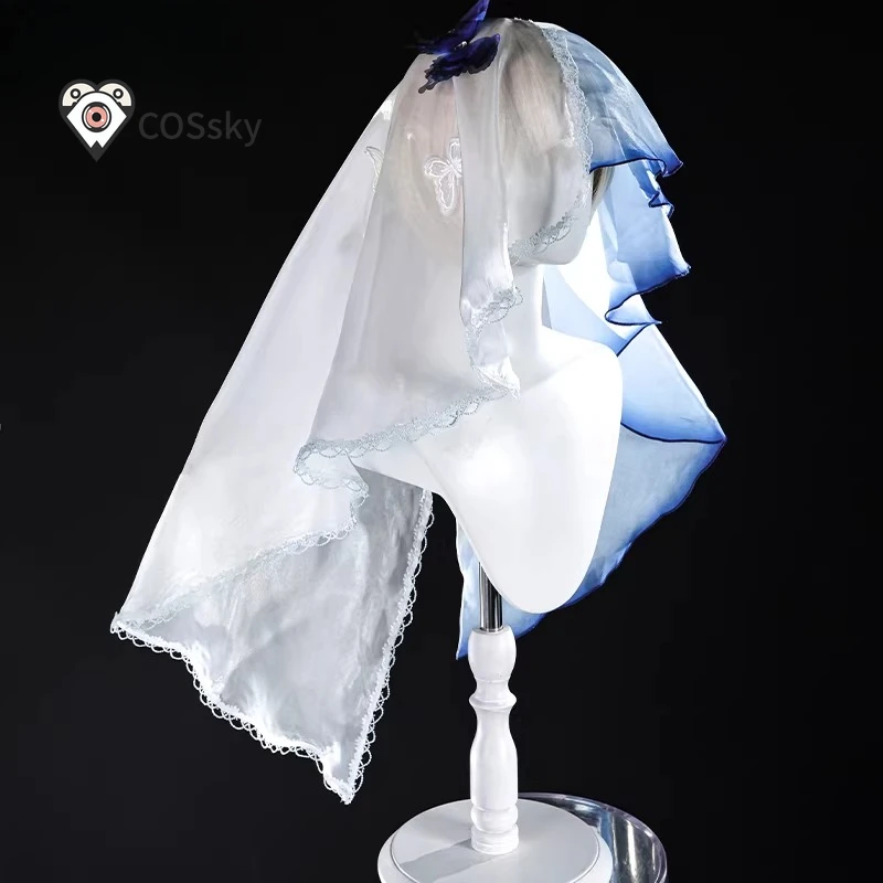The Shorekeeper Game Cosplay Wuthering Waves Cosplay  New Sweet Blue Wedding Dress Headwear Gloves Girls Halloween Party Uniform view 4