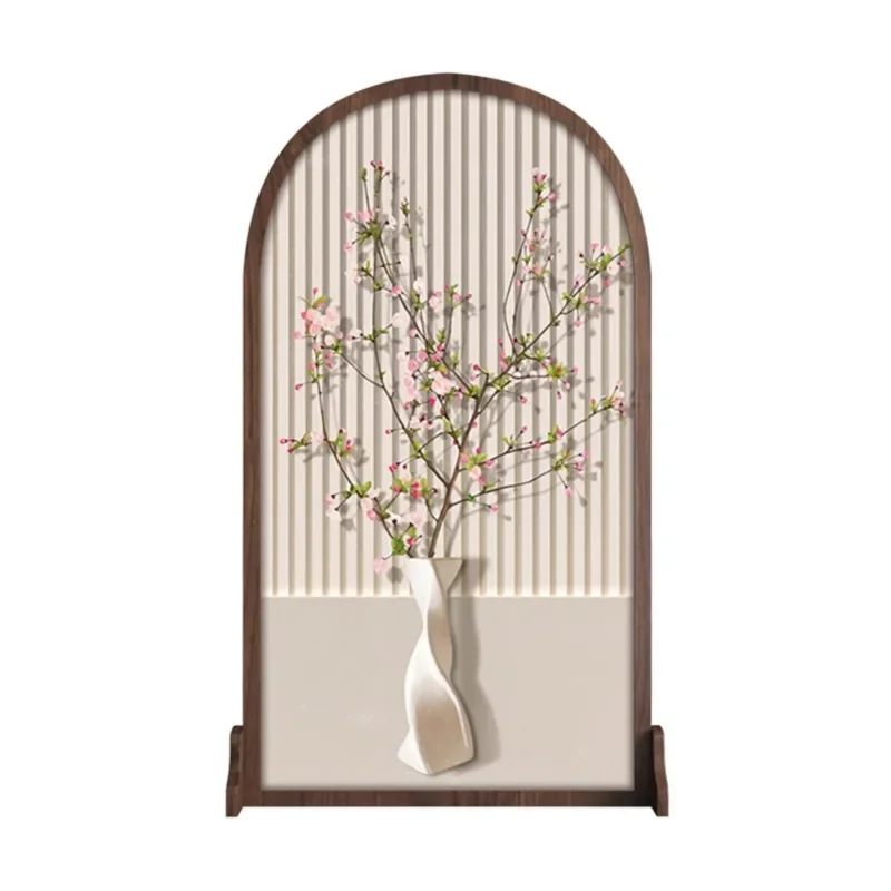 

Light French cream wind solid wood mobile screen partition living room entrance porch block bedroom seat screen light shadow flo