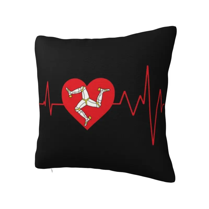 Isle Of Man Heartbeat Cushion Cover 60x60 cm Polyester Velvet Throw Pillow Case For Sofa Car Seat Decoration Bedding Pillowcase
