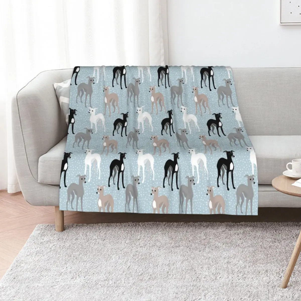 Italian Greyhounds Mid-Century Modern Pattern Throw Blanket Flannel valentine gift ideas Warm Bed Fashionable Large Blankets