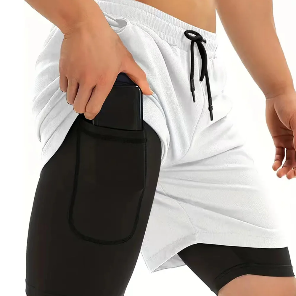 Men's Dual-purpose Shorts, Sports Shorts, Breathable Quick Drying Casual Double-layer Shorts, Summer Running Sports