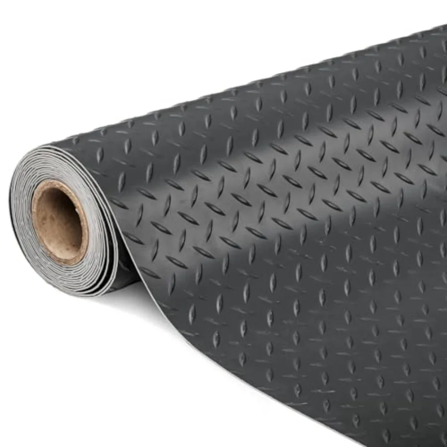 

Bonnlo 5x10 FT Garage Floor Mat for Under Car Thickened PVC Roll Floor Mats Waterproof Non Slip Parking Mat Black Suitable for