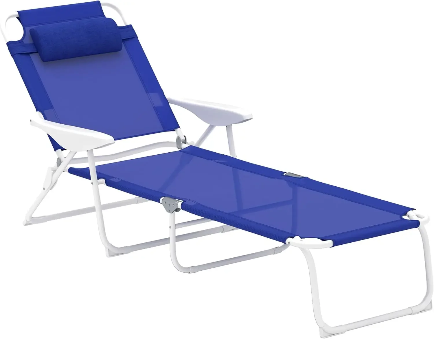 

Folding Lounge Chair, Portable Outdoor Chaise Lounge, Sun Tanning Chair with 4-Position Reclining Back, Armrests