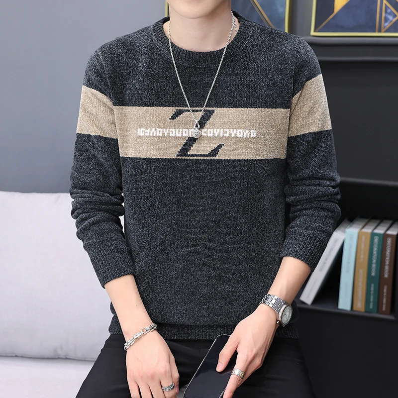 Sweater For Men Pullovers Men's Clothing Spring Casual Streetwear Men's Sweat-shirt Knit Autumn Fashion Hombre Warm Solid Male