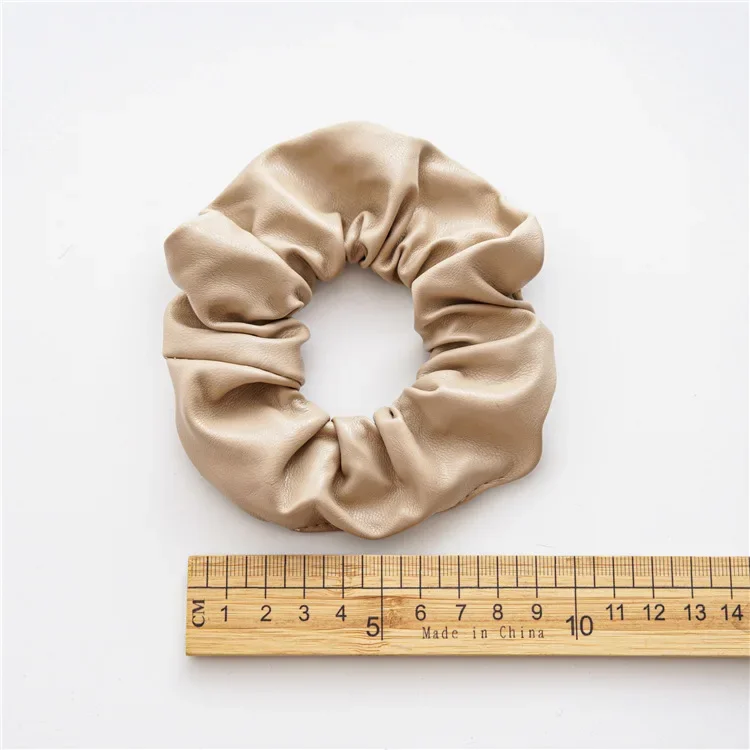 2023 Fashion Leather Scrunchies Solid Red Rubber Bands for Women Girls Korean Elastic Hair Bands Ponytail Hold Hair Accessories